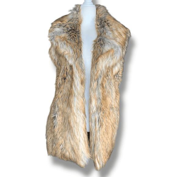 Vintage Y2K Ralph Lauren Denim & Supply Faux Fur Long Vest Boho Western Medium - Picture 2 of 12